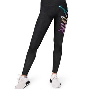 PINK Victoria's Secret Yoga Bling Leggings with Sequin Rainbow Logo L